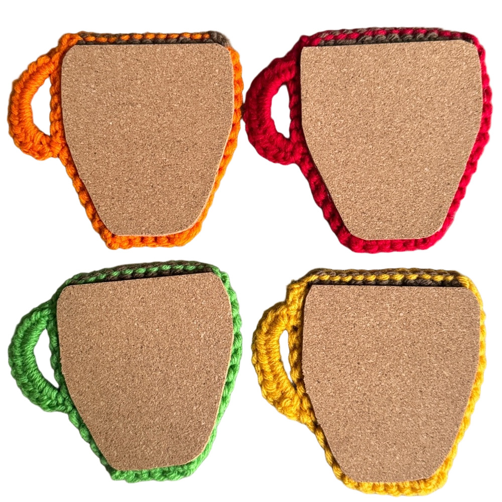Crochet Coffee Cup Coasters with Backing - Picture 5 of 9
